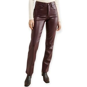 Good American Better Than Leather Vegan Faux Leather Pants Burgundy 8/29